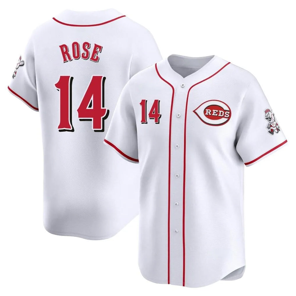 C.Reds #14 Pete Rose Player White Home Limited Fdoa Stitched Jerseys