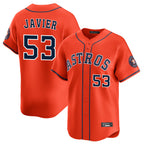 H.Astros #53 Cristian Javier Player Orange Home Limited Fdoa Stitched Jerseys