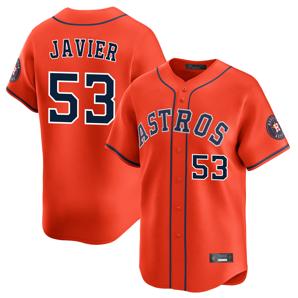H.Astros #53 Cristian Javier Player Orange Home Limited Fdoa Stitched Jerseys