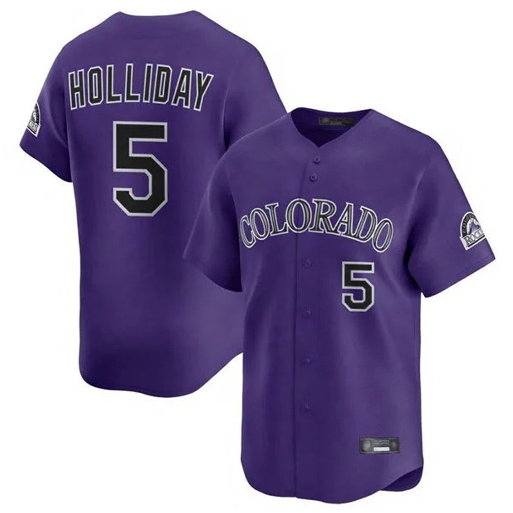 C.Rockies #5 Matt Holliday Player Purple Limited Home Fdoa Stitched Jerseys