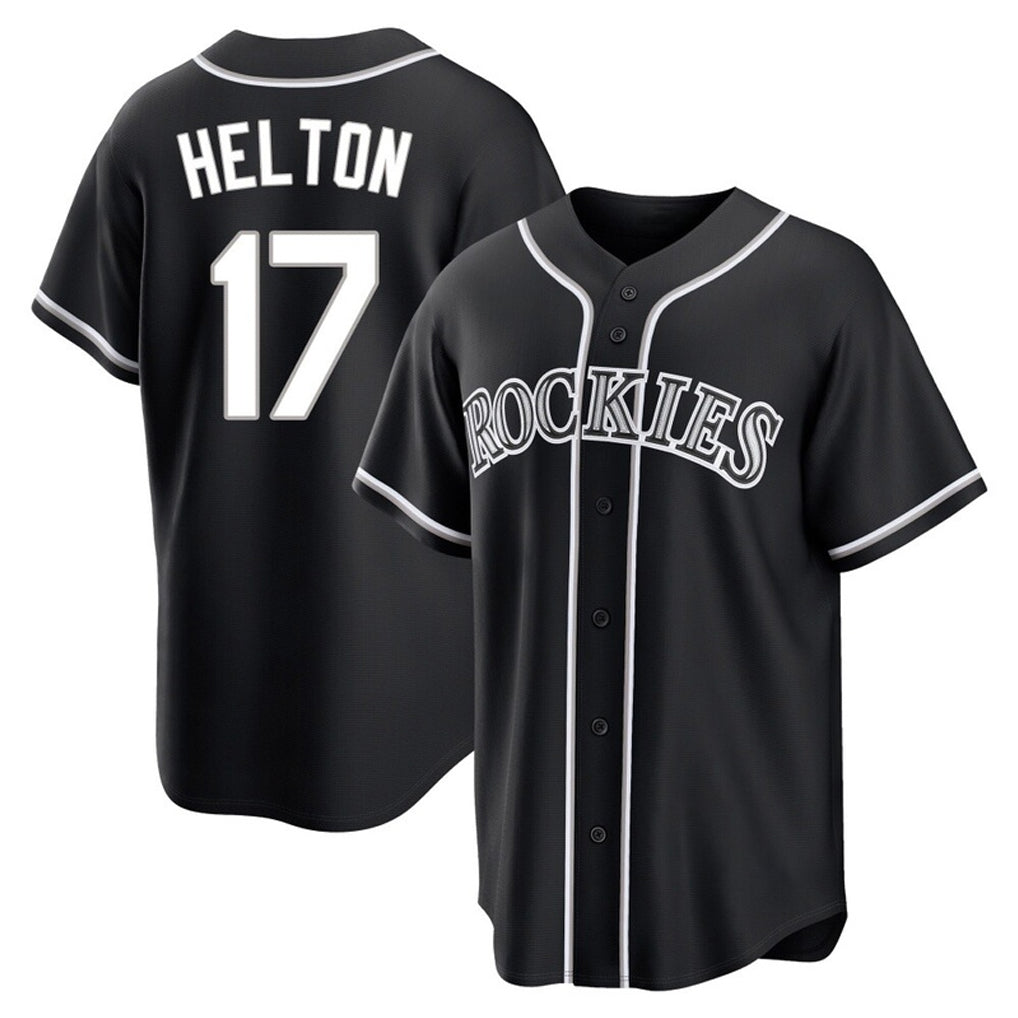 C.Rockies #17 Todd Helton Player Black Fashion Out Home Game Fdoa Stitched Jerseys