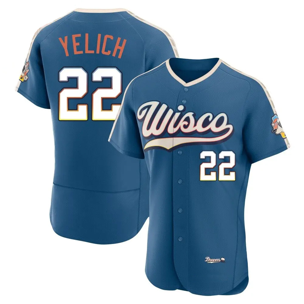 M.Brewers #22 Christian Yelich Player Blue 2026 City Connect Home Limited Elite Fdoa Stitched Jerseys
