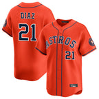H.Astros #21 Yainer Diaz Player Orange Home Limited Fdoa Stitched Jerseys