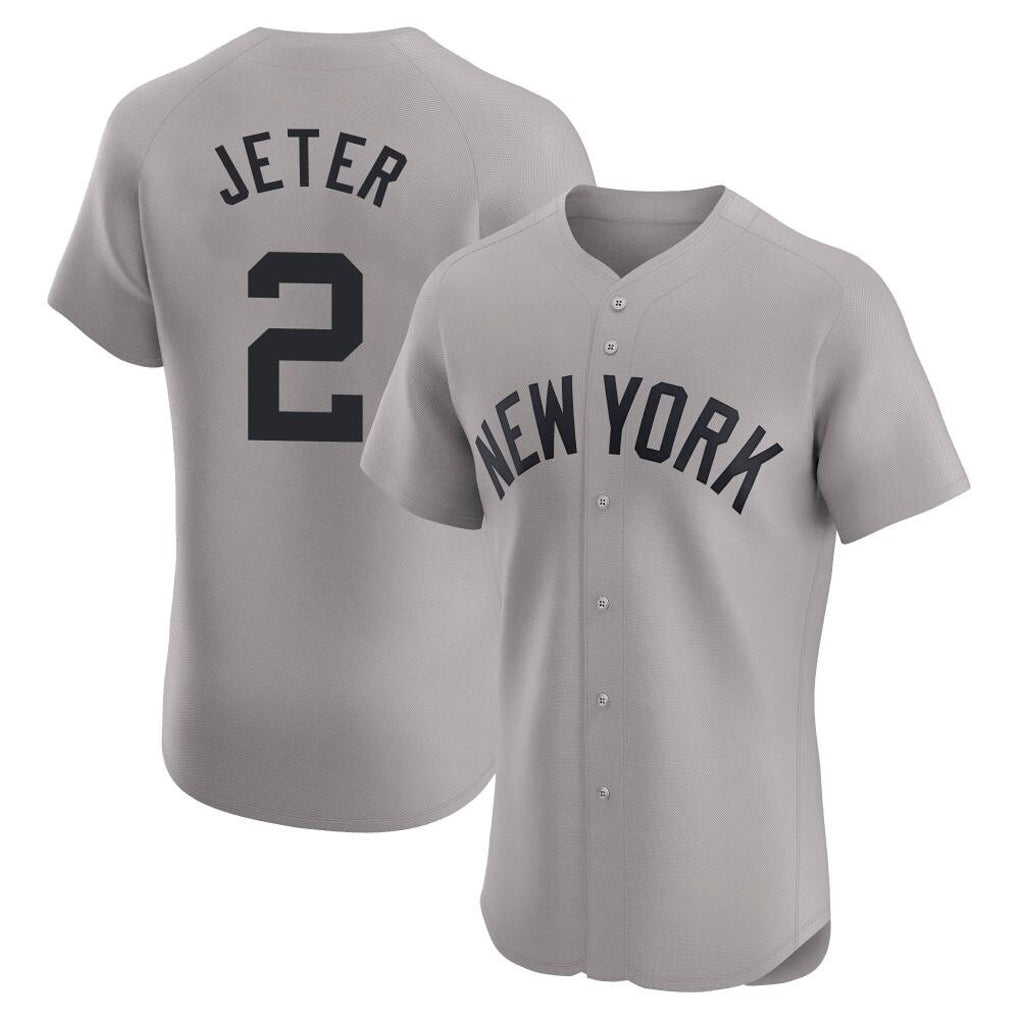NY.Yankees #2 Derek Jeter Player Gray Limited Elite Home Fdoa Stitched Jerseys