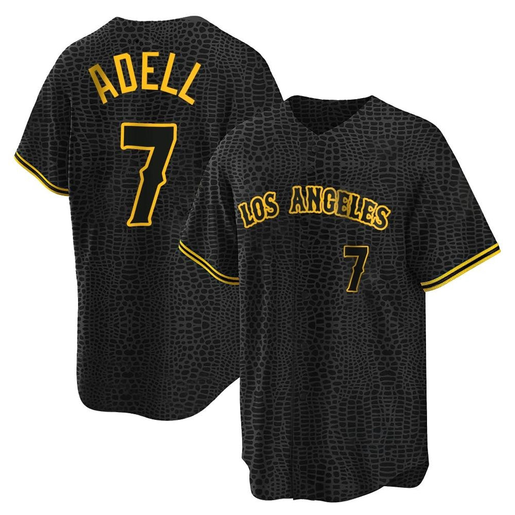 LA.Angels #7 Jo Adell Player Black Snake Skin City Game Home Fdoa Stitched Jerseys