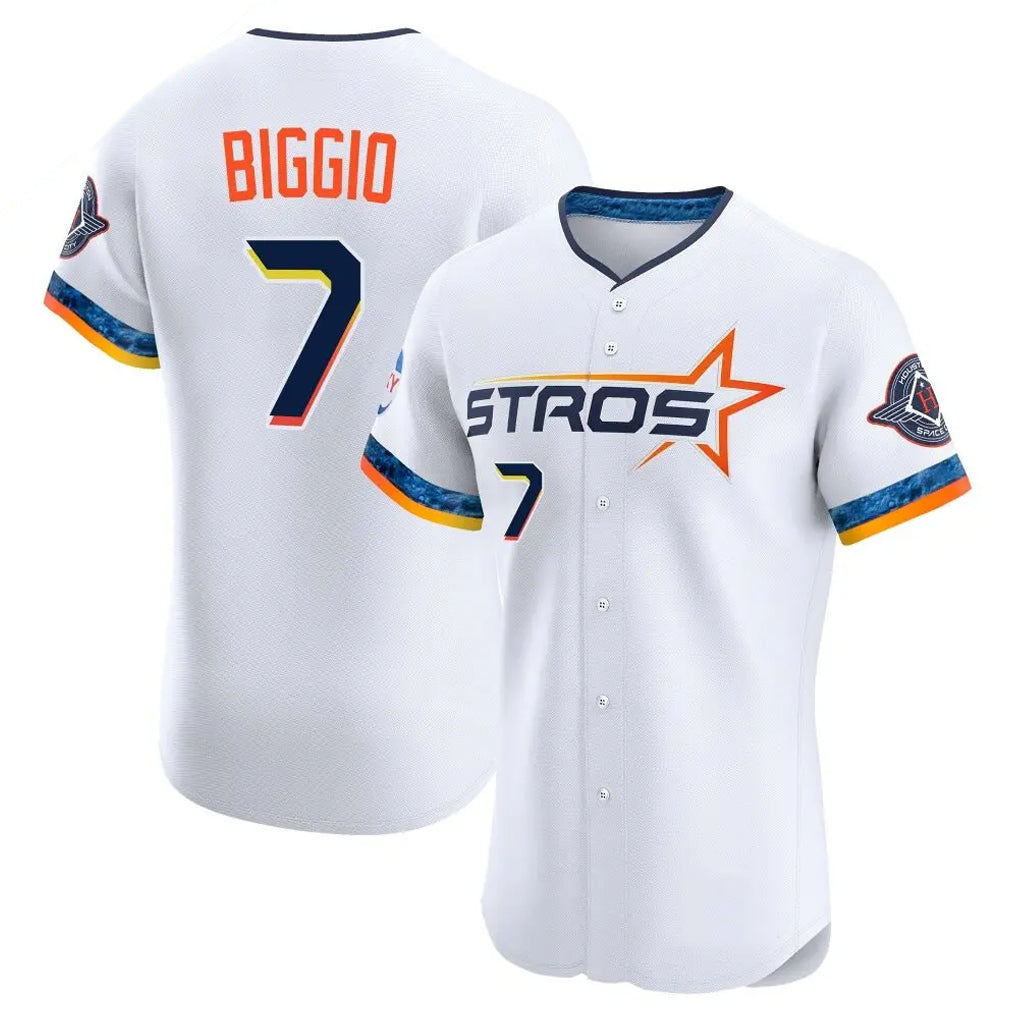 H.Astros #7 Craig Biggio Player White City Connect Limited Elite Home Fdoa Stitched Jerseys