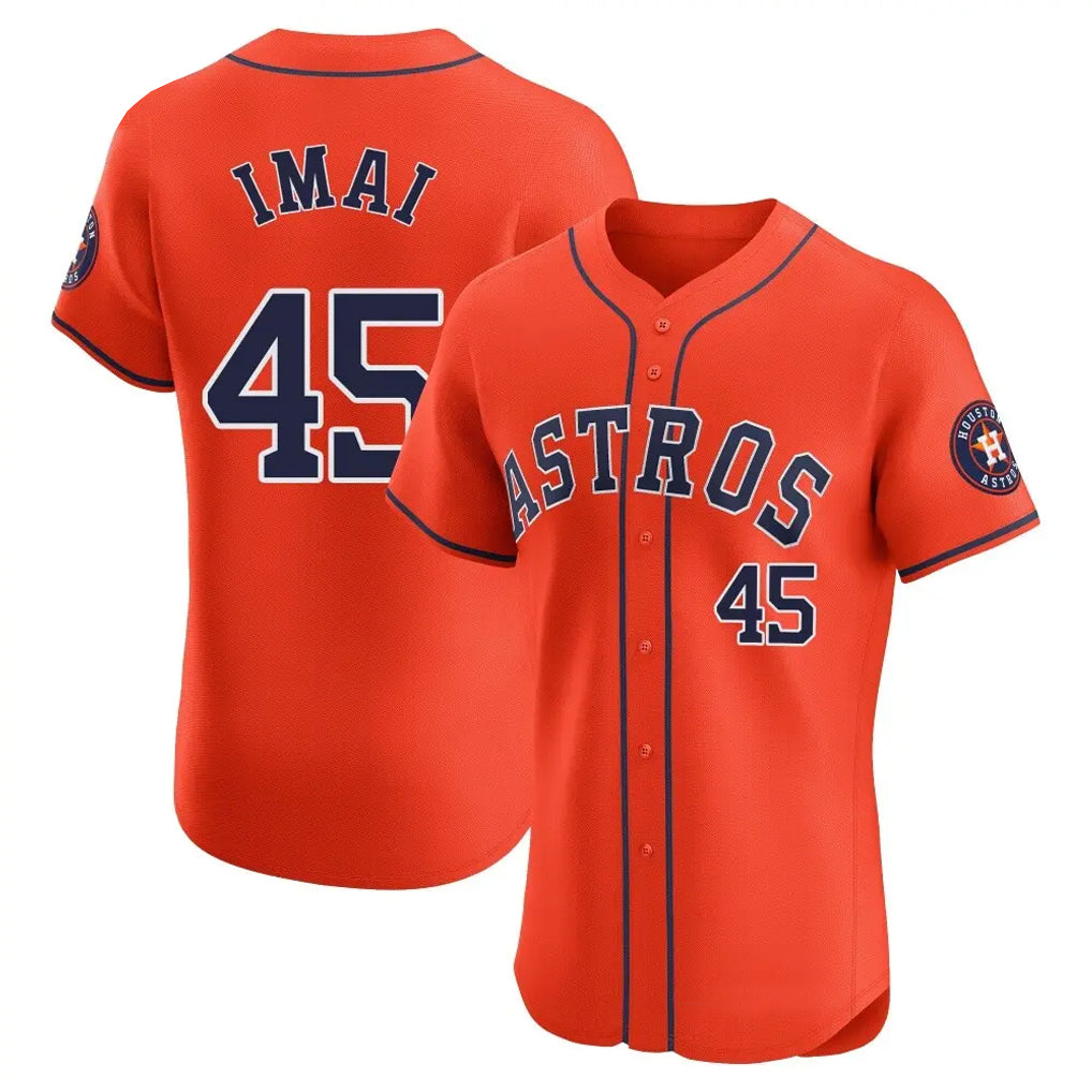 H.Astros #45 Tatsuya Imai Player Orange Home Limited Elite Fdoa Stitched Jerseys