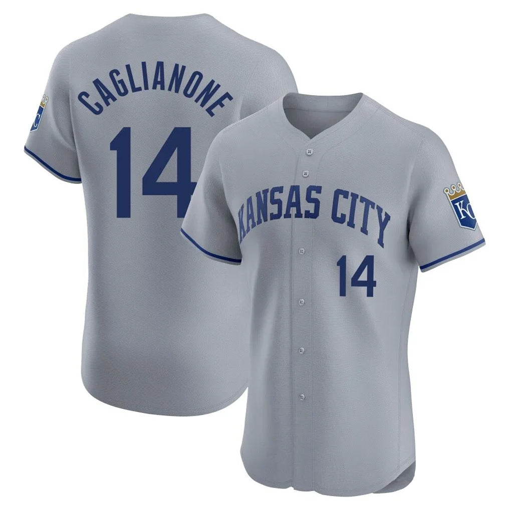 KC.Royals #14 Jac Caglianone Player Gray Limited Elite Home Fdoa Stitched Jerseys