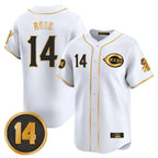 C.Reds #14 Pete Rose Player White-Gold Vapor Premier Limited Home Fdoa Stitched Jerseys