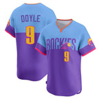 C.Rockies #9 Brenton Doyle Player Purple-Light Blue City Connect Limited Home T-shirt Fdoa Stitched Jerseys