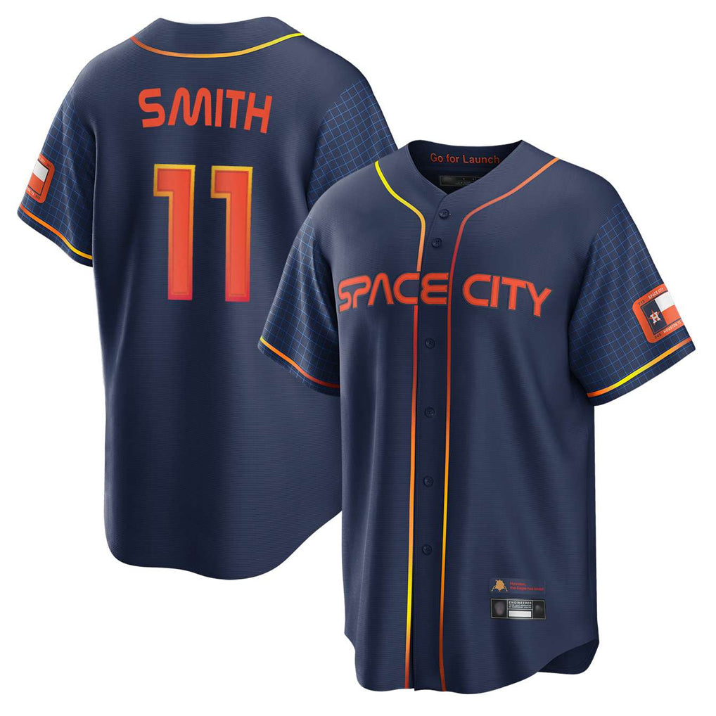 H.Astros #11 Cam Smith Player Navy City Connect Home Game Fdoa Stitched Jerseys