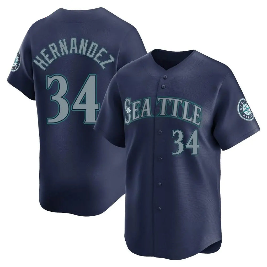 S.Mariners #34 Felix Hernandez Player Navy Home Limited Fdoa Stitched Jerseys
