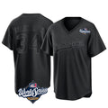 LA.Dodgers #34 Fernando Valenzuela Player Black World Series Pitch Fashion T-shirt Fdoa Stitched Jerseys