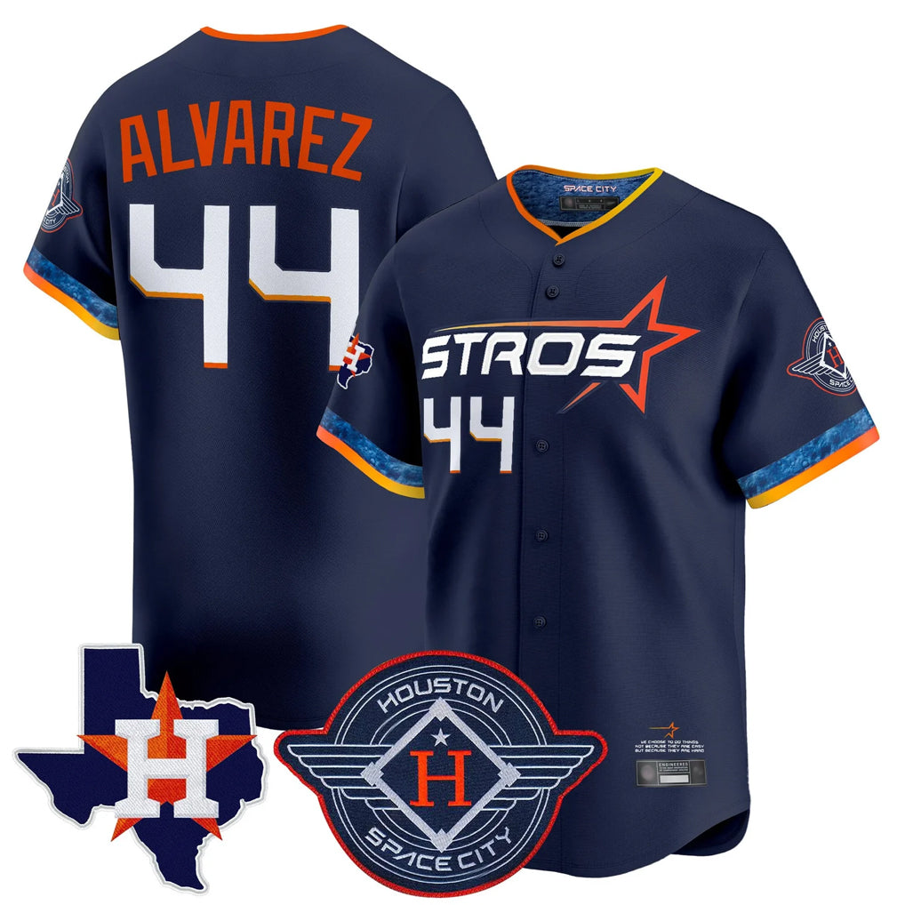 H.Astros #44 Yordan Alvarez Player Navy City Connect Texas Patch Vapor Premier Limited Home Fdoa Stitched Jerseys