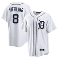 D.Tigers #8 Matt Vierling Player White Home Game Fdoa Stitched Jerseys