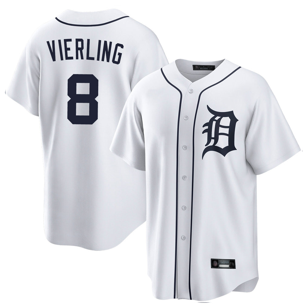 D.Tigers #8 Matt Vierling Player White Home Game Fdoa Stitched Jerseys
