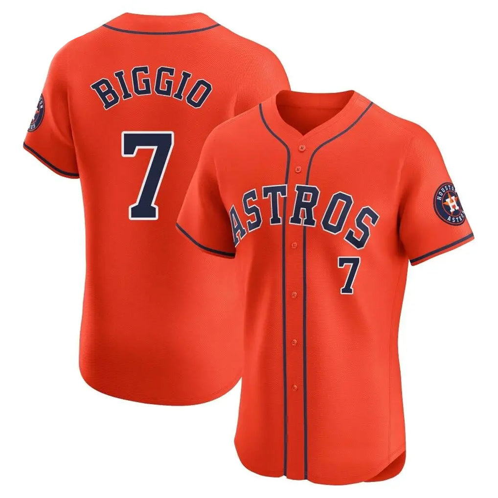 H.Astros #7 Craig Biggio Player Orange Home Limited Elite Fdoa Stitched Jerseys