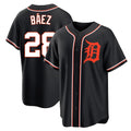 D.Tigers #28 Javier B¨¢ez Player Black Fashion Out Home Game Fdoa Stitched Jerseys
