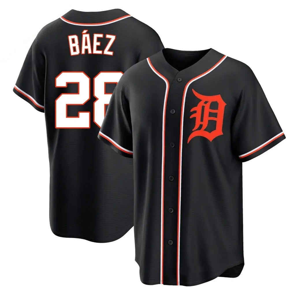 D.Tigers #28 Javier B¨¢ez Player Black Fashion Out Home Game Fdoa Stitched Jerseys