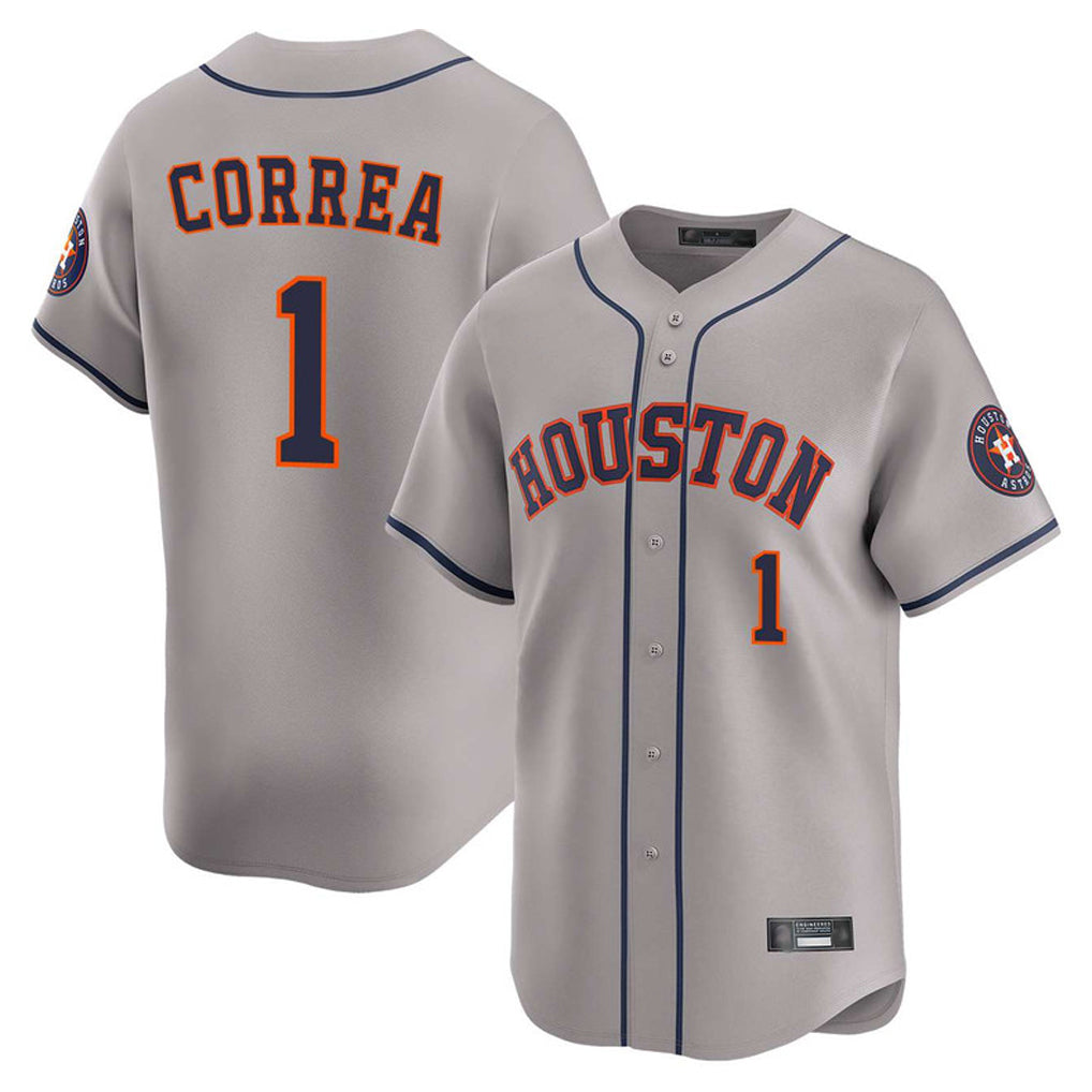 H.Astros #1 Carlos Correa Player Gray Home Limited Fdoa Stitched Jerseys