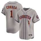 H.Astros #1 Carlos Correa Player Gray Home Limited Fdoa Stitched Jerseys