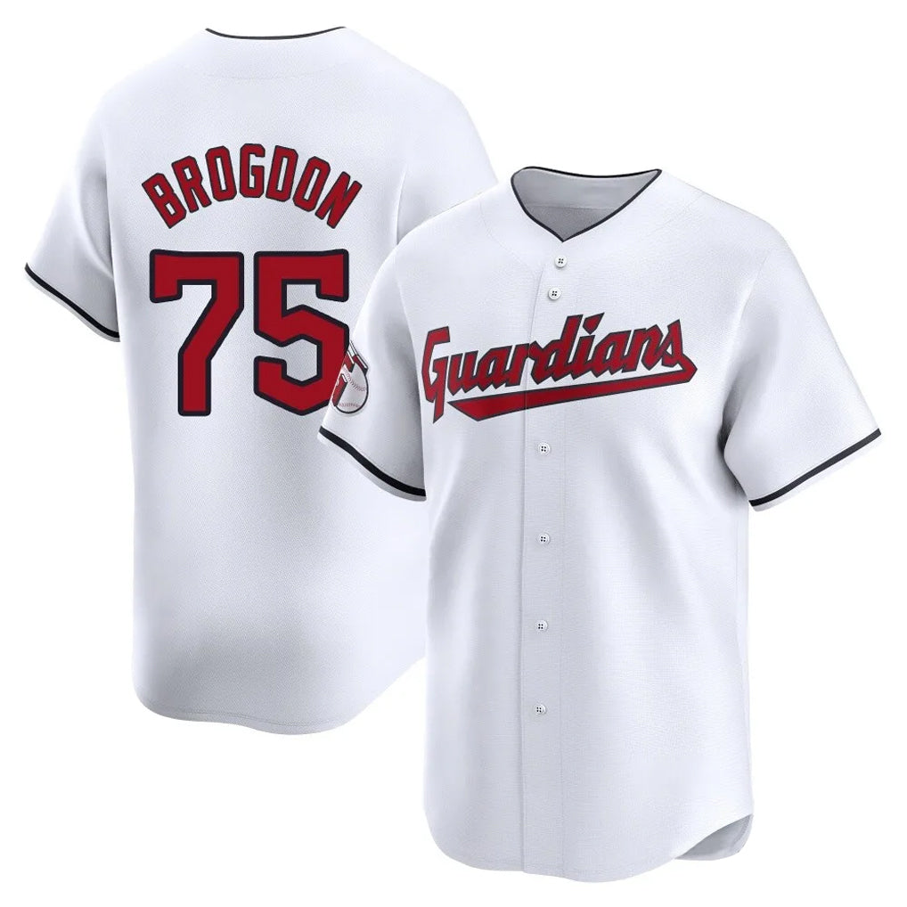 C.Guardians #75 Connor Brogdon Player White Limited Home Fdoa Stitched Jerseys