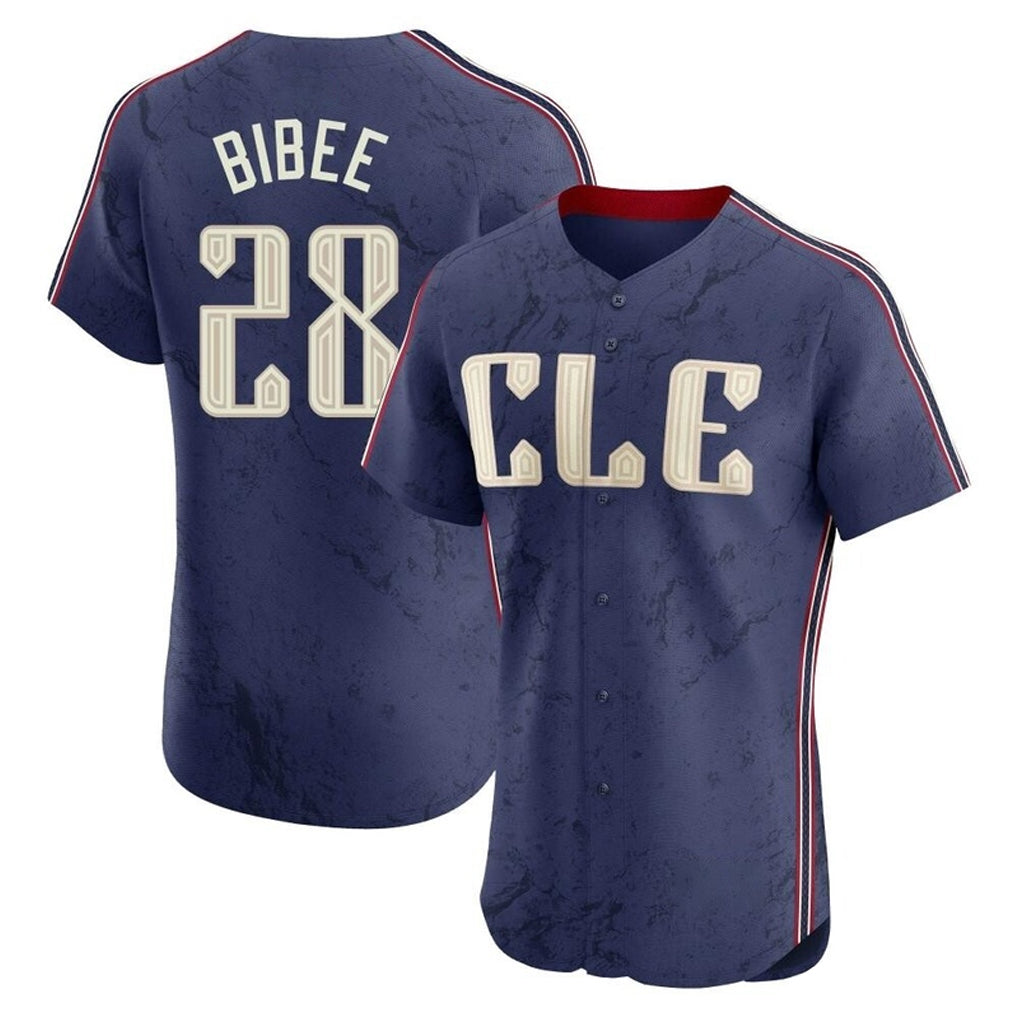 C.Guardians #28 Tanner Bibee Player Navy City Connect Limited Elite Home Fdoa Stitched Jerseys