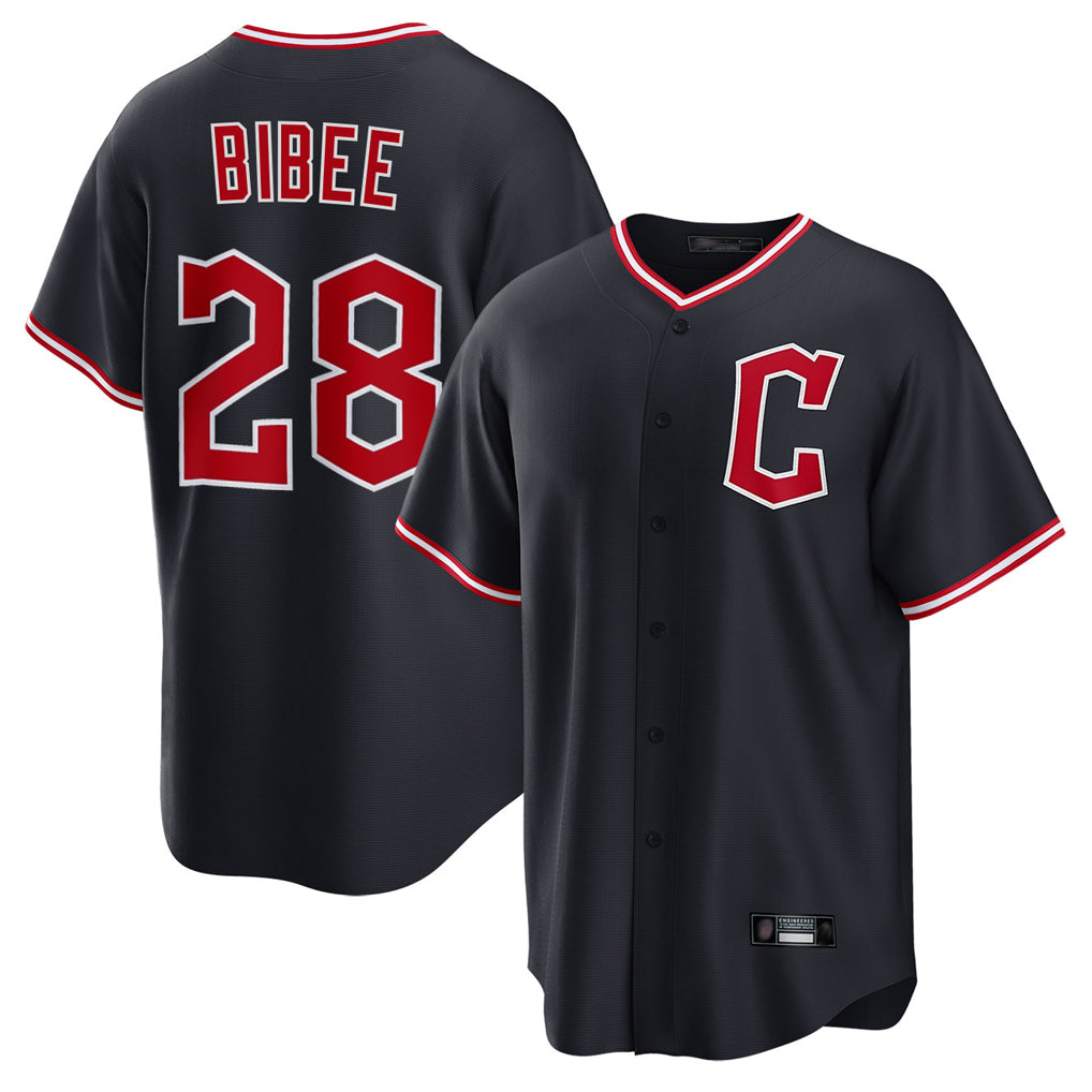 C.Guardians #28 Tanner Bibee Player Navy Home Game Fdoa Stitched Jerseys