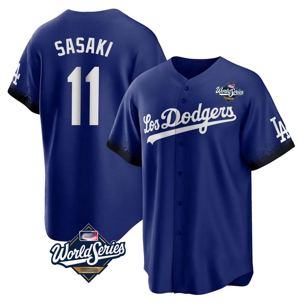 LA.Dodgers #11 Roki Sasaki Player Royal World Series City Connect Home Game Fdoa Stitched Jerseys
