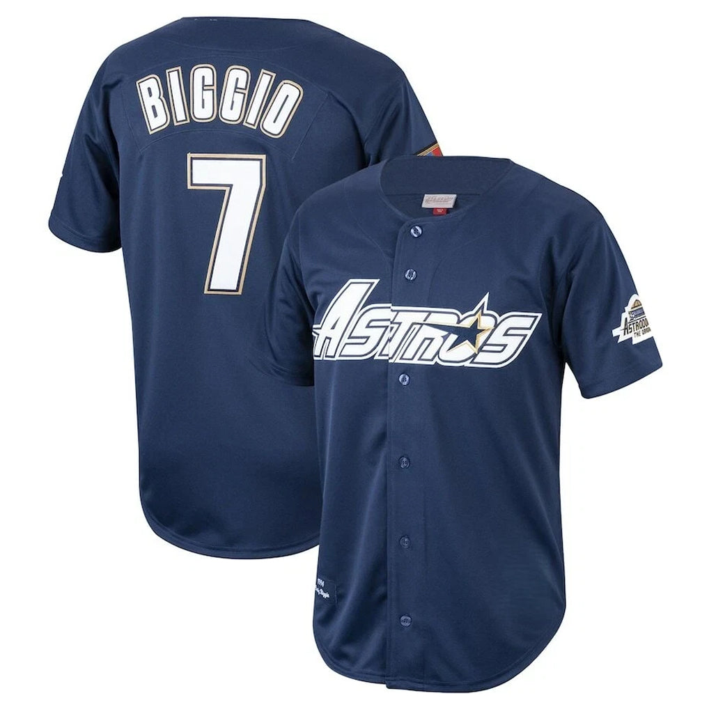 H.Astros #7 Craig Biggio Player Navy Mitchell & Ness Cooperstown Collection 1994 Limited Fdoa Stitched Jerseys
