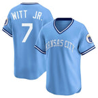 KC.Royals #7 Bobby Witt Jr. Player Light Blue Limited Throwback Cooperstown Collection T-shirt Fdoa Stitched Jerseys