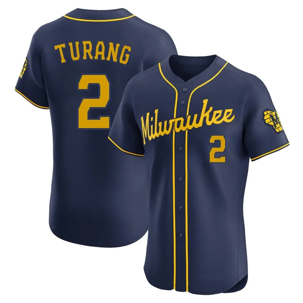 M.Brewers #2 Brice Turang Player Navy Home Limited Elite Fdoa Stitched Jerseys