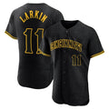 C.Reds #11 Barry Larkin Player Black Snake Skin City Limited Elite Home Fdoa Stitched Jerseys
