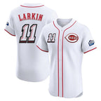 C.Reds #11 Barry Larkin Player White Speedway Classic Limited Elite Home Fdoa Stitched Jerseys