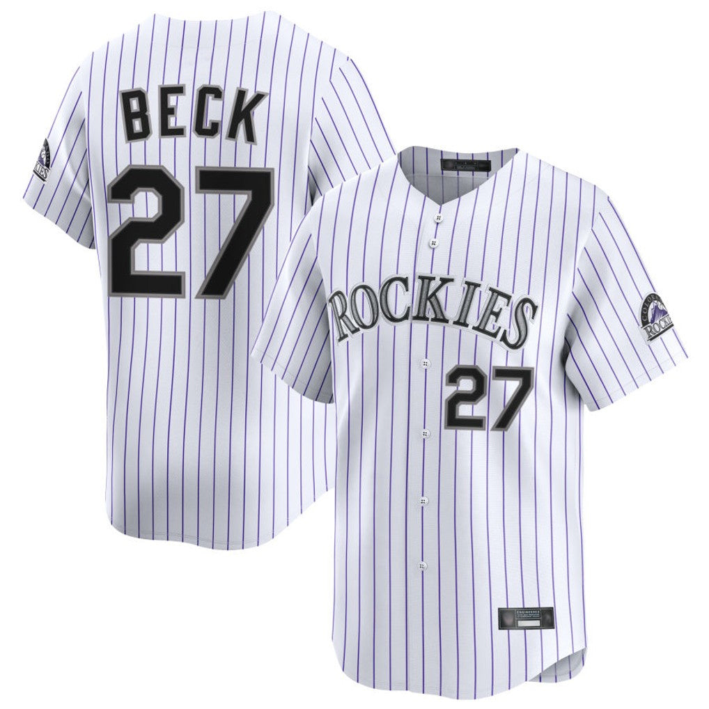 C.Rockies #27 Jordan Beck Player White Limited Home Fdoa Stitched Jerseys