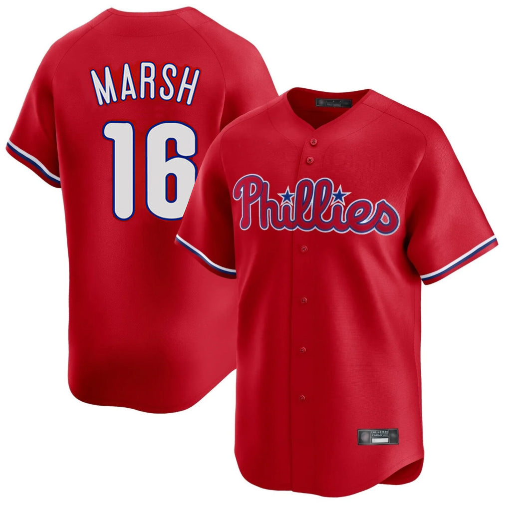P.Phillies #16 Brandon Marsh Player Red Home Limited Fdoa Stitched Jerseys