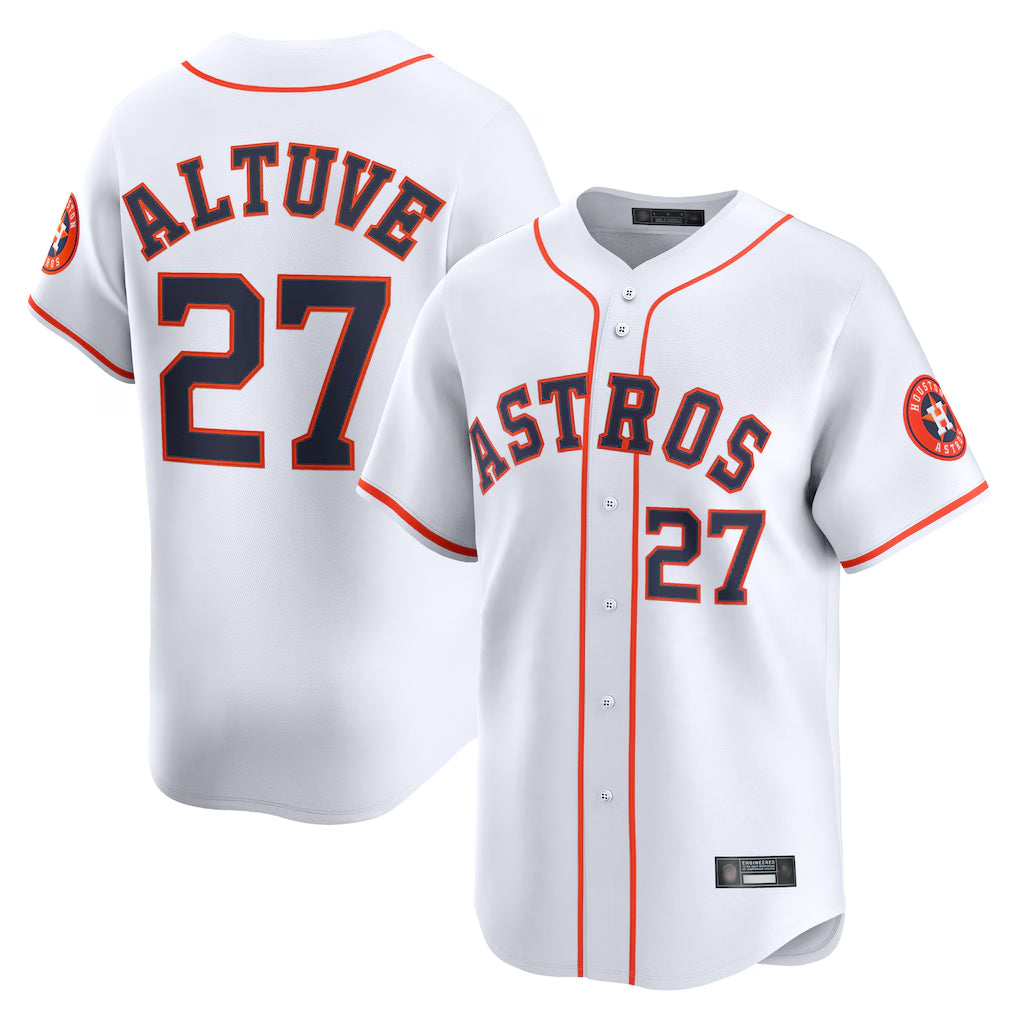H.Astros #27 Jose Altuve Player White Home Limited Fdoa Stitched Jerseys