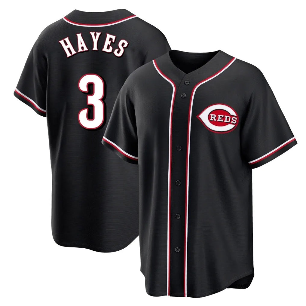C.Reds #3 Ke'Bryan Hayes Player Black Fashion Out Home Game Fdoa Stitched Jerseys