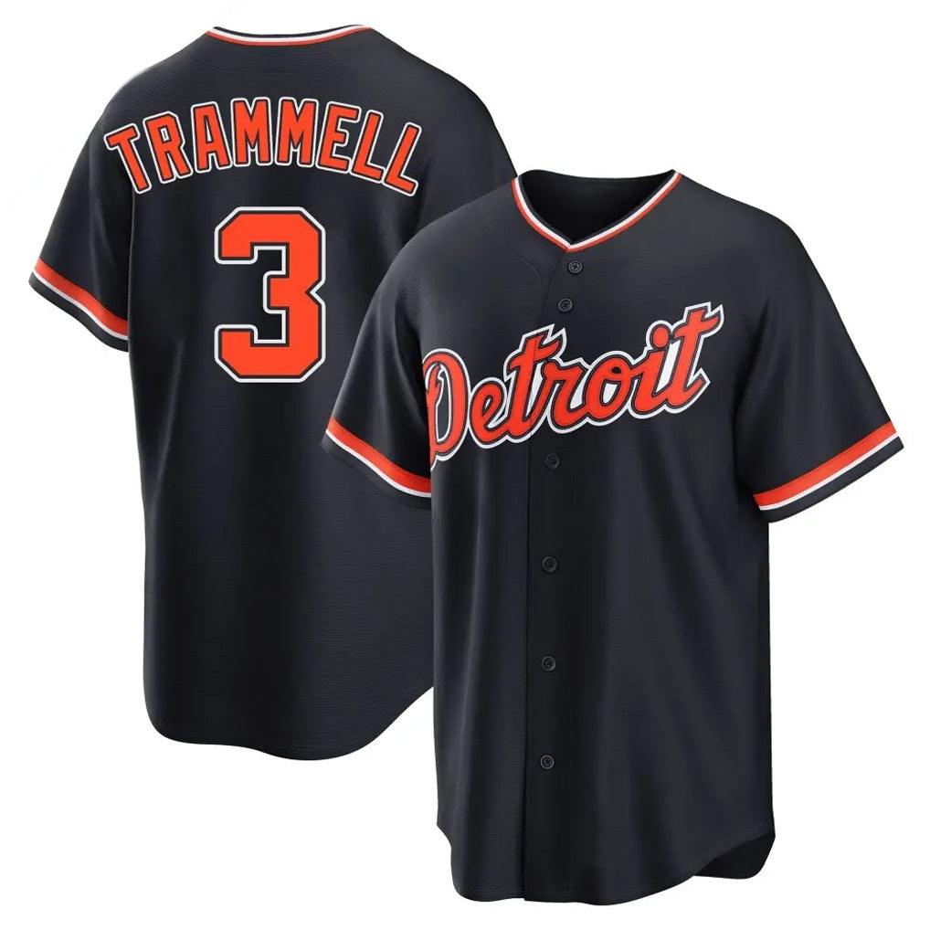 D.Tigers #3 Alan Trammell Player Navy Home Game Fdoa Stitched Jerseys