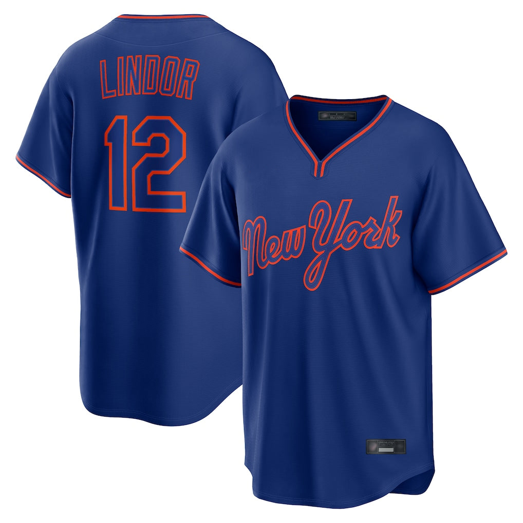 NY.Mets #12 Francisco Lindor Player Royal T-shirt Home Game Fdoa Stitched Jerseys