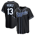 KC.Royals #13 Salvador Perez Player Black Carbon Fashion Home Game Fdoa Stitched Jerseys