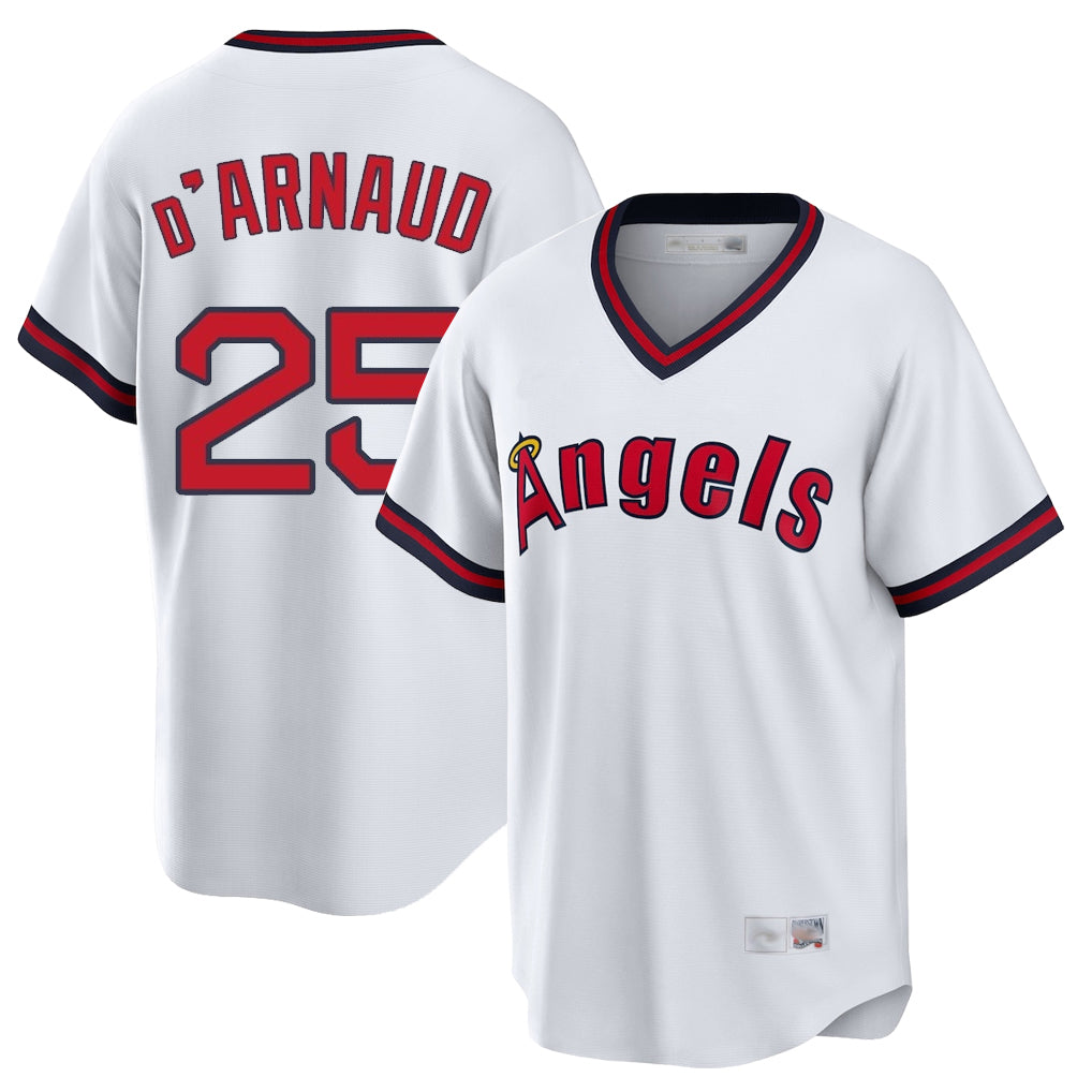 LA.Angels #25 Travis d'Arnaud Player White T-shirt Home Game Fdoa Stitched Jerseys