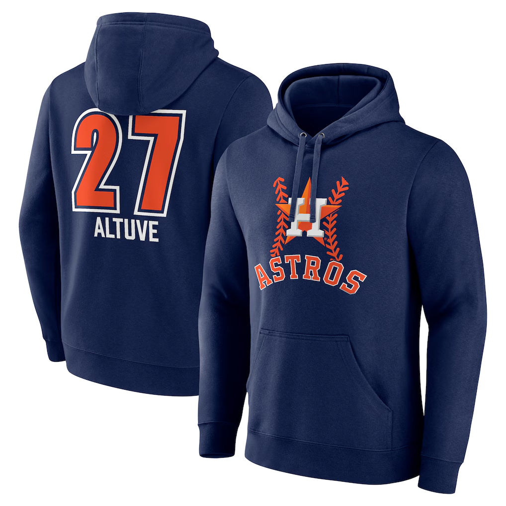 H.Astros #27 Jose Altuve Player Navy Pullover Hoodie Fdoa Stitched Jerseys