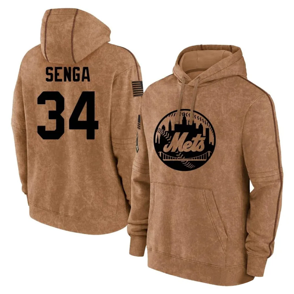 NY.Mets #34 Kodai Senga Player Brown Club Pullover Hoodie Game Fdoa Stitched Jerseys