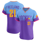 C.Rockies #21 Kyle Freeland Player Purple-Light Blue City Connect Limited Elite Home T-shirt Fdoa Stitched Jerseys