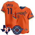H.Astros #11 Cam Smith Player Orange City Connect Texas Patch Vapor Premier Limited Home Fdoa Stitched Jerseys