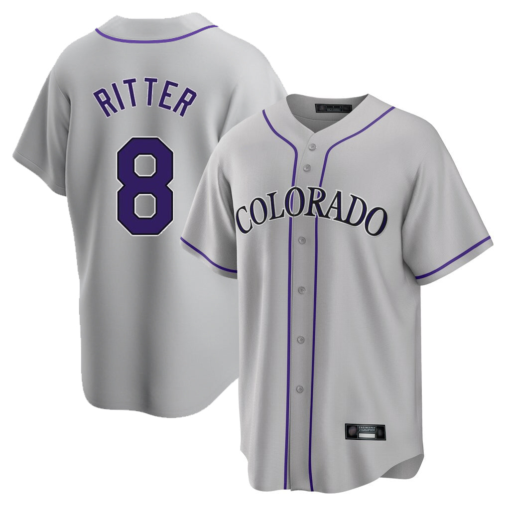 C.Rockies #8 Ryan Ritter Player Gray Game Home Fdoa Stitched Jerseys
