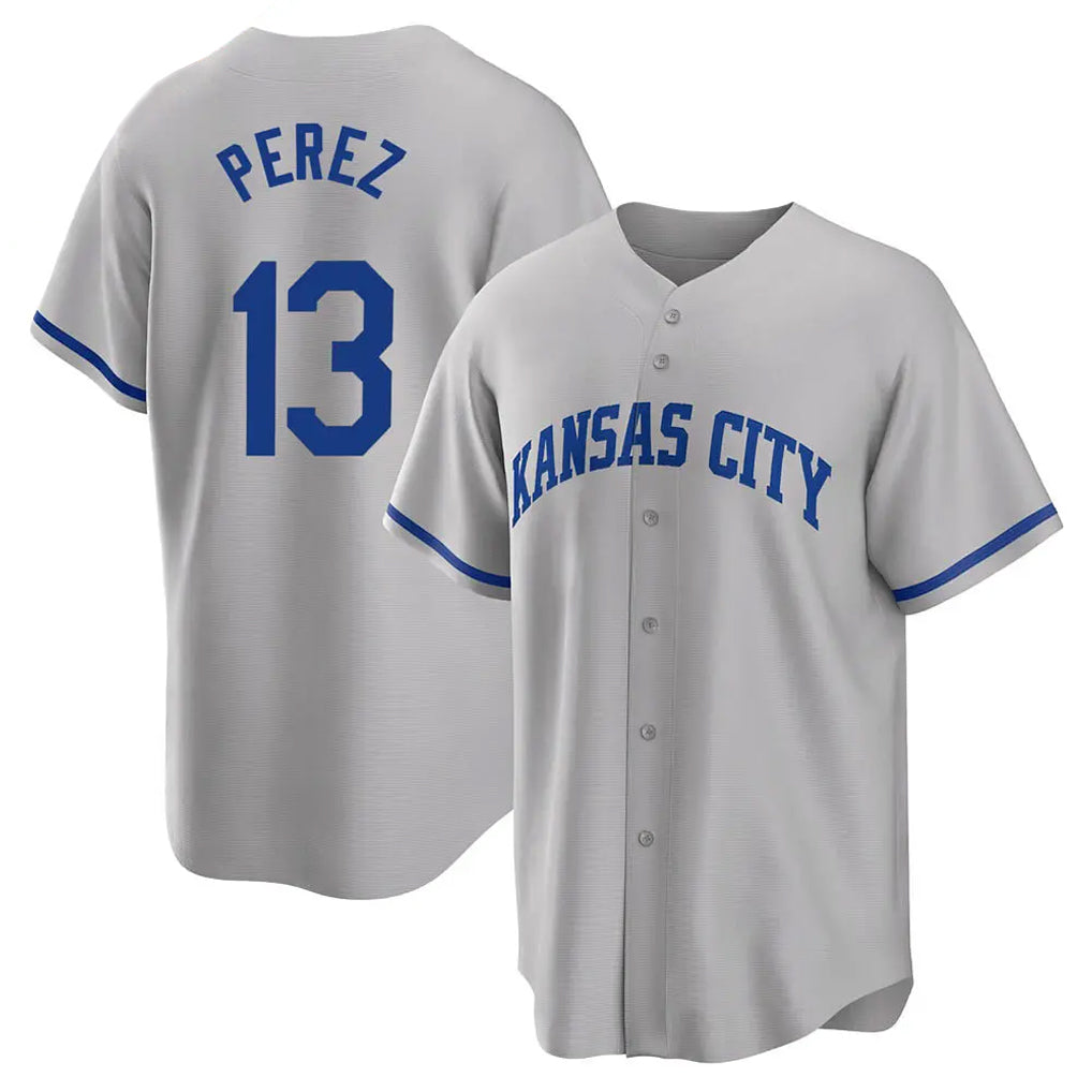 KC.Royals #13 Salvador Perez Player Gray Game Home Fdoa Stitched Jerseys