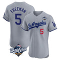LA.Dodgers #5 Freddie Freeman Player Gray World Series Limited Elite Home Fdoa Stitched Jerseys