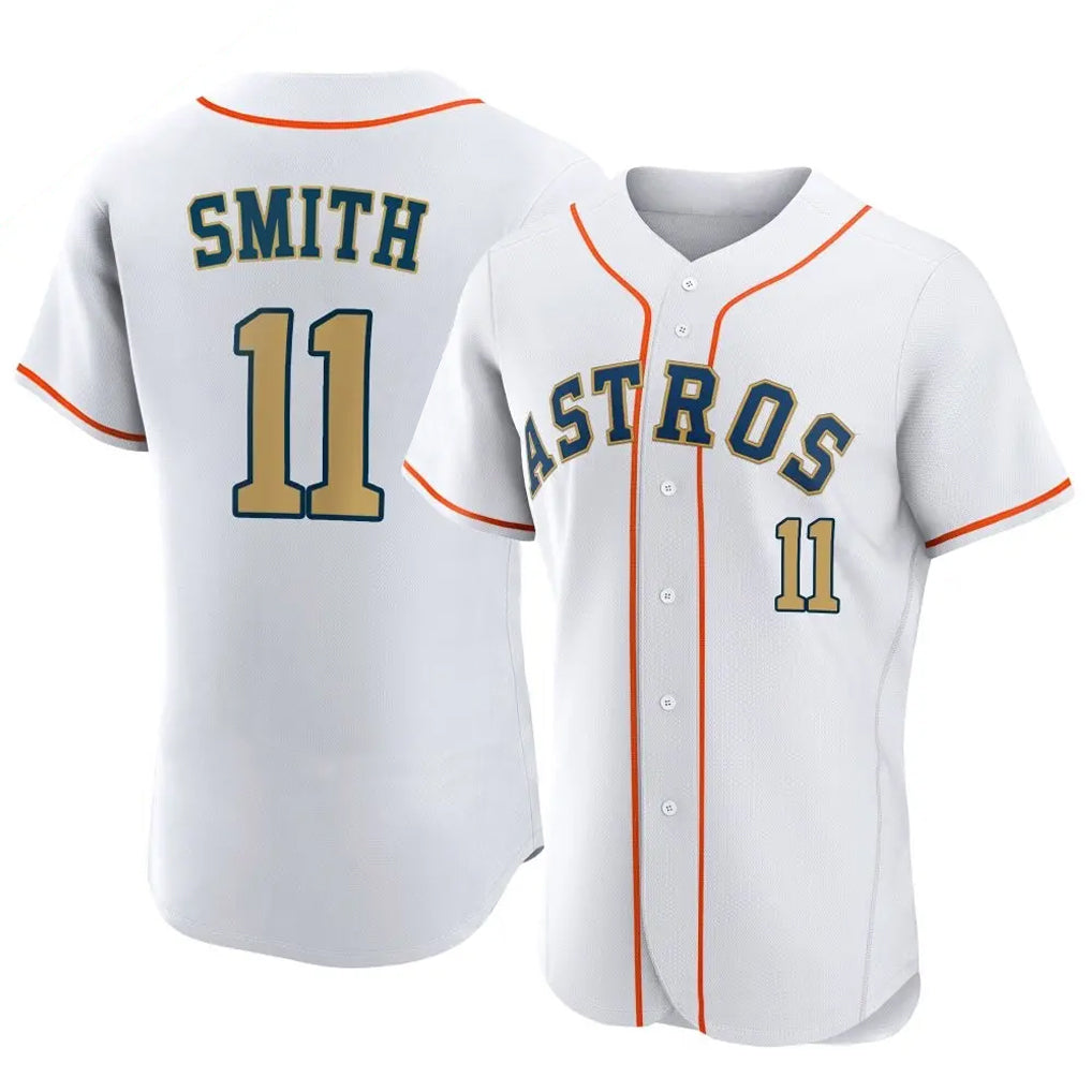 H.Astros #11 Cam Smith Player Gold Collection Limited Elite Home Fdoa Stitched Jerseys